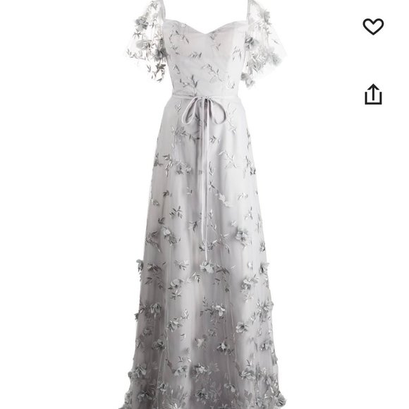 Marchesa Floral Light Grey Gown